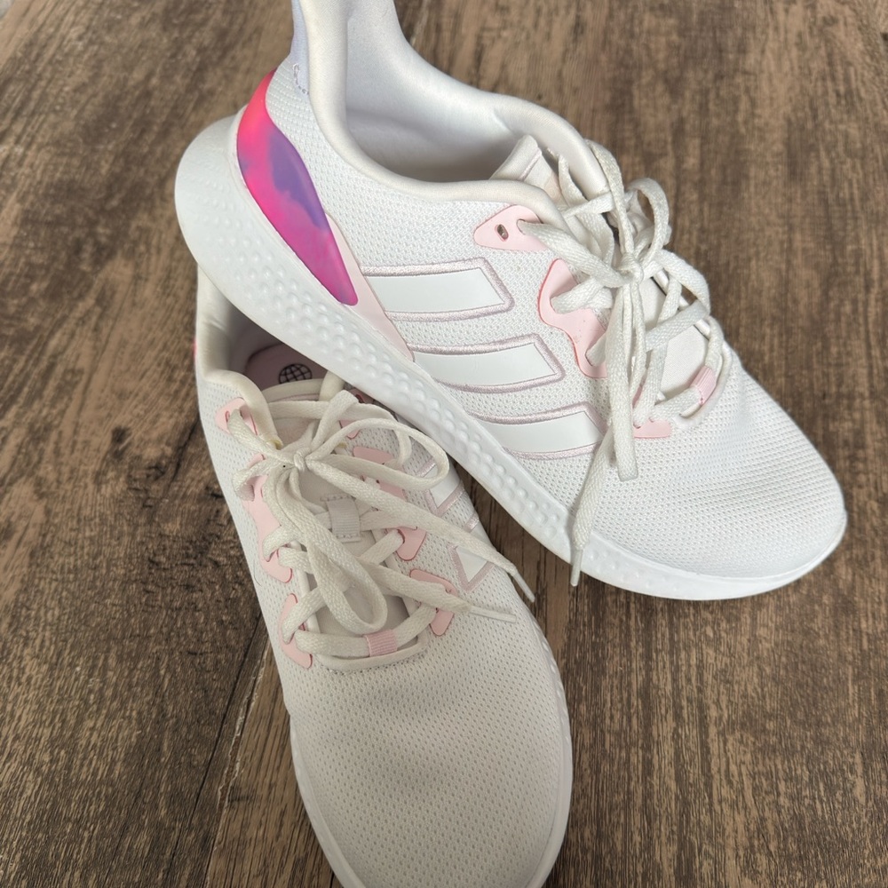 Adidas Women's White and Pink Sneakers